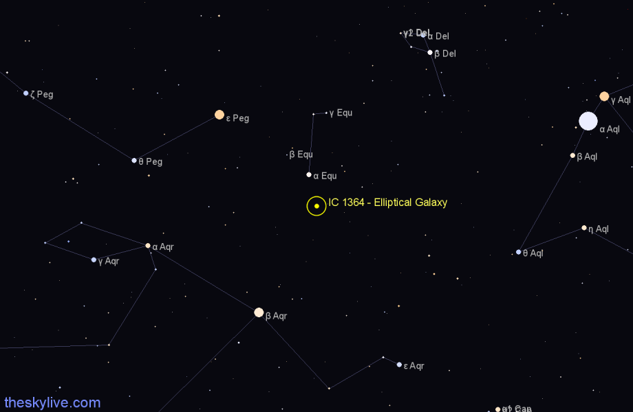 Finder chart IC 1364 - Elliptical Galaxy in Equuleus star
