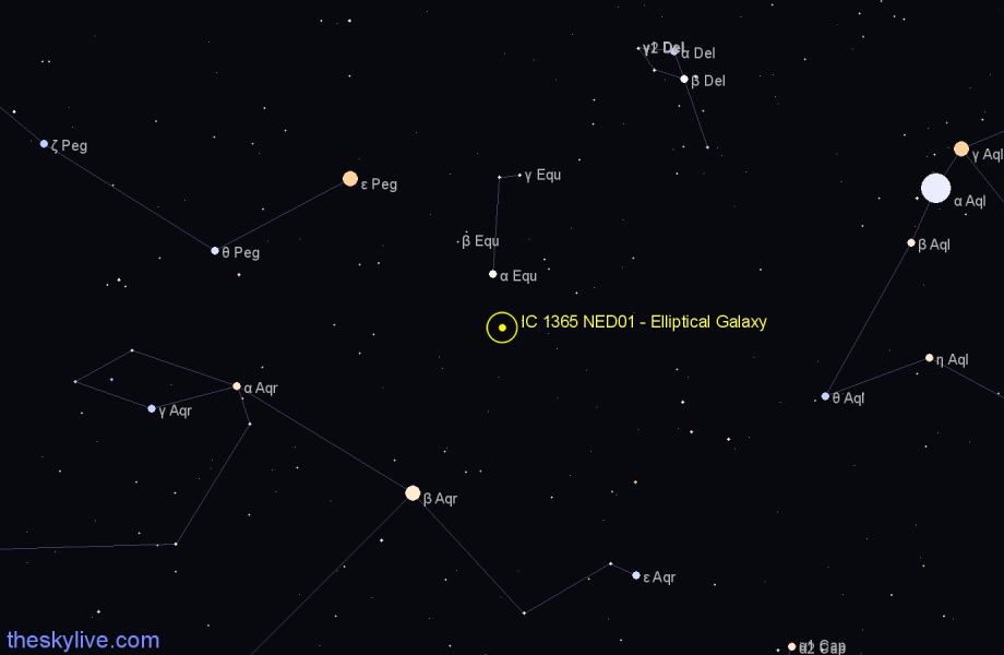 Finder chart IC 1365 NED01 - Elliptical Galaxy in Equuleus star