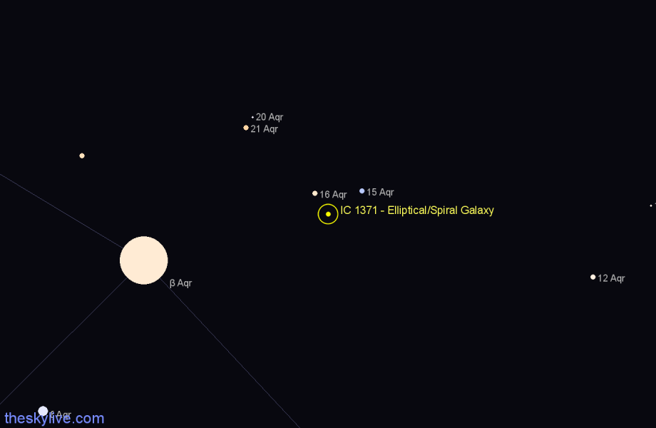 Finder chart IC 1371 - Elliptical/Spiral Galaxy in Aquarius star