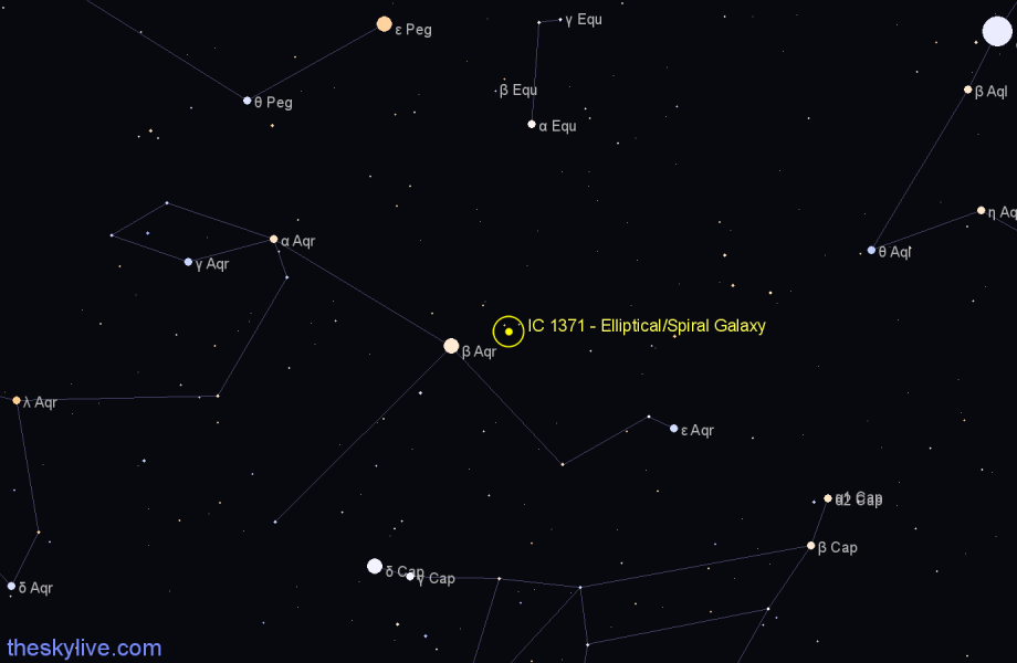 Finder chart IC 1371 - Elliptical/Spiral Galaxy in Aquarius star