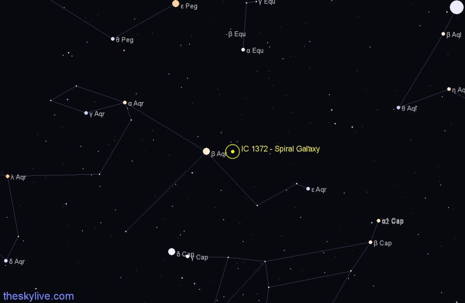 Finder chart IC 1372 - Spiral Galaxy in Aquarius star
