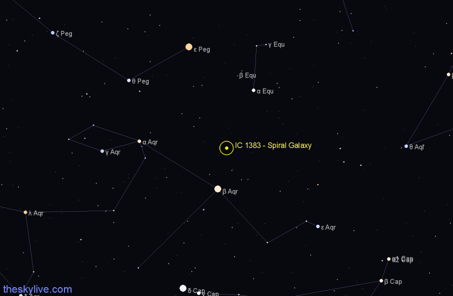 Finder chart IC 1383 - Spiral Galaxy in Aquarius star