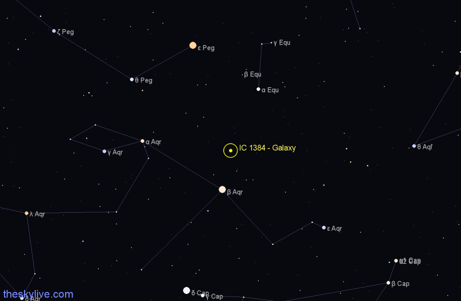 Finder chart IC 1384 - Galaxy in Aquarius star