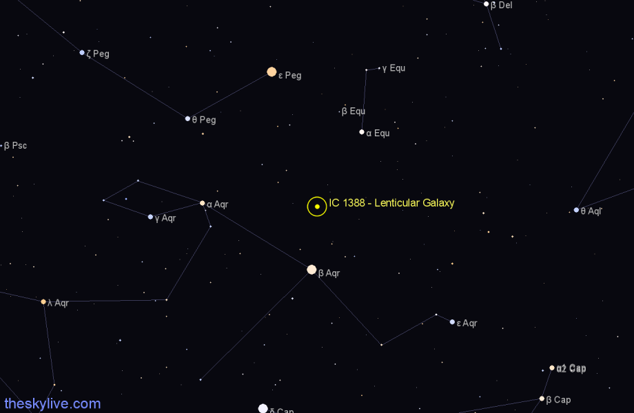 Finder chart IC 1388 - Lenticular Galaxy in Aquarius star