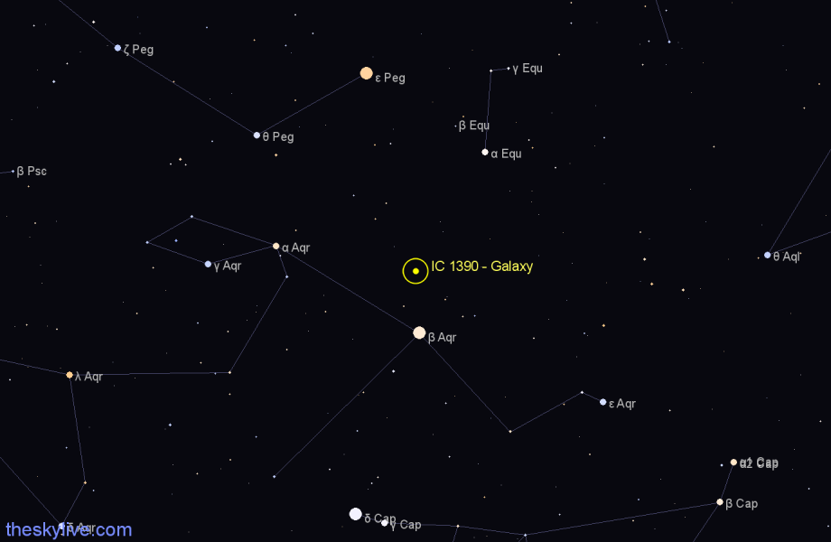 Finder chart IC 1390 - Galaxy in Aquarius star