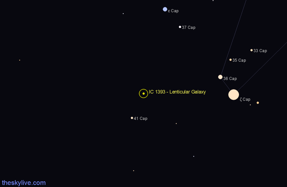 Finder chart IC 1393 - Lenticular Galaxy in Capricornus star