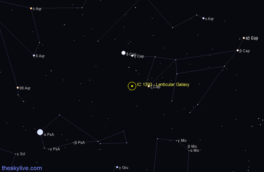 Finder chart IC 1393 - Lenticular Galaxy in Capricornus star
