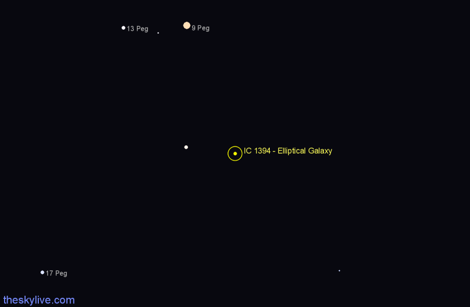 Finder chart IC 1394 - Elliptical Galaxy in Pegasus star