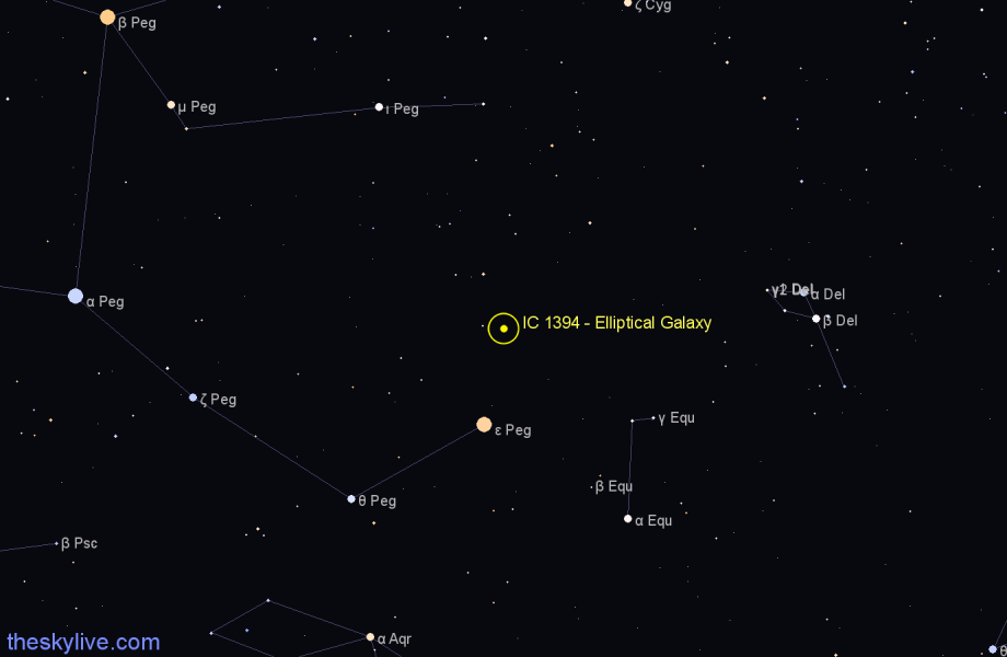 Finder chart IC 1394 - Elliptical Galaxy in Pegasus star