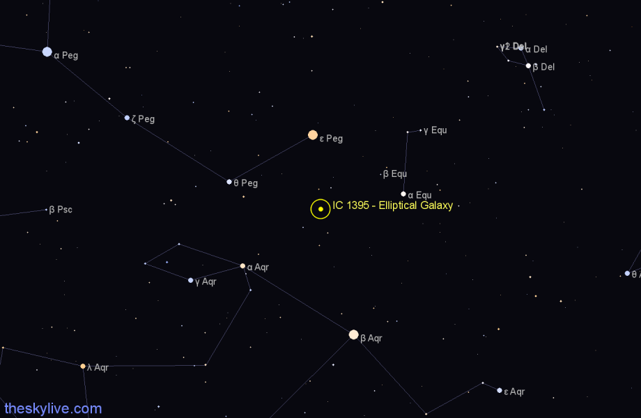 Finder chart IC 1395 - Elliptical Galaxy in Pegasus star