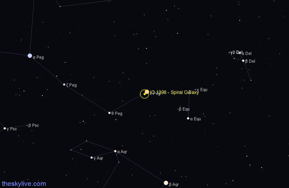 Finder chart IC 1398 - Spiral Galaxy in Pegasus star