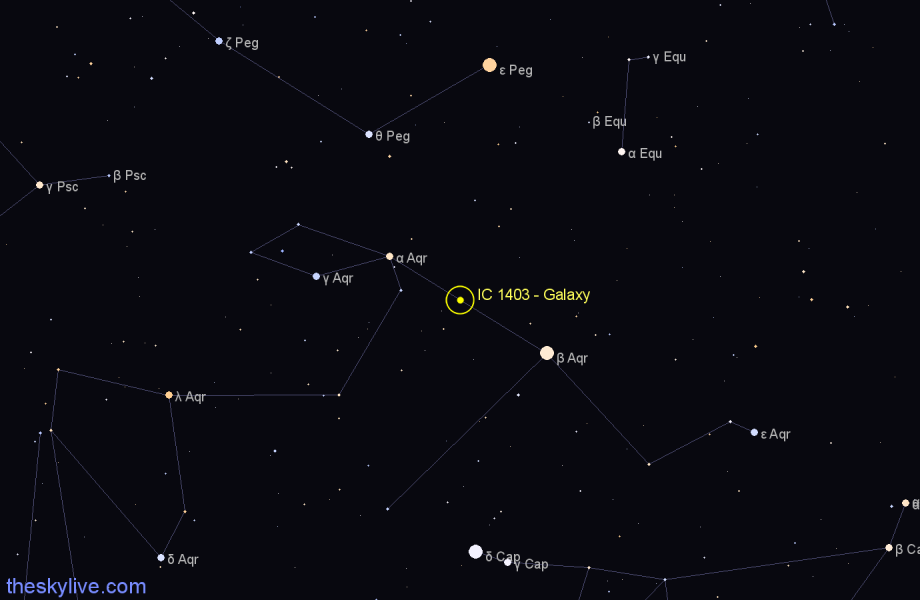 Finder chart IC 1403 - Galaxy in Aquarius star