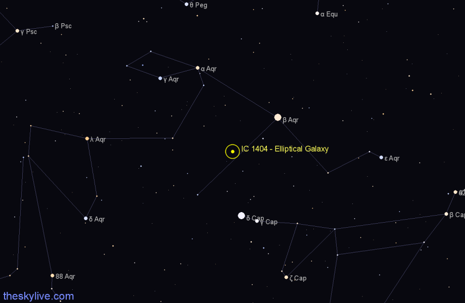 Finder chart IC 1404 - Elliptical Galaxy in Capricornus star