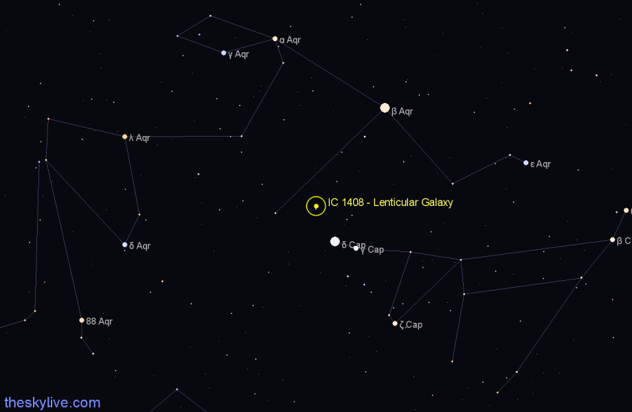 Finder chart IC 1408 - Lenticular Galaxy in Capricornus star