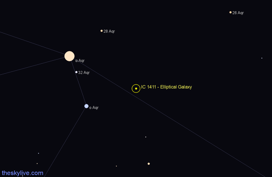 Finder chart IC 1411 - Elliptical Galaxy in Aquarius star