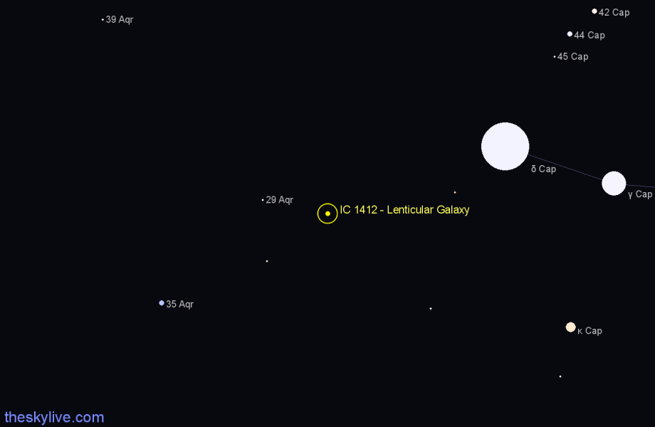 Finder chart IC 1412 - Lenticular Galaxy in Aquarius star