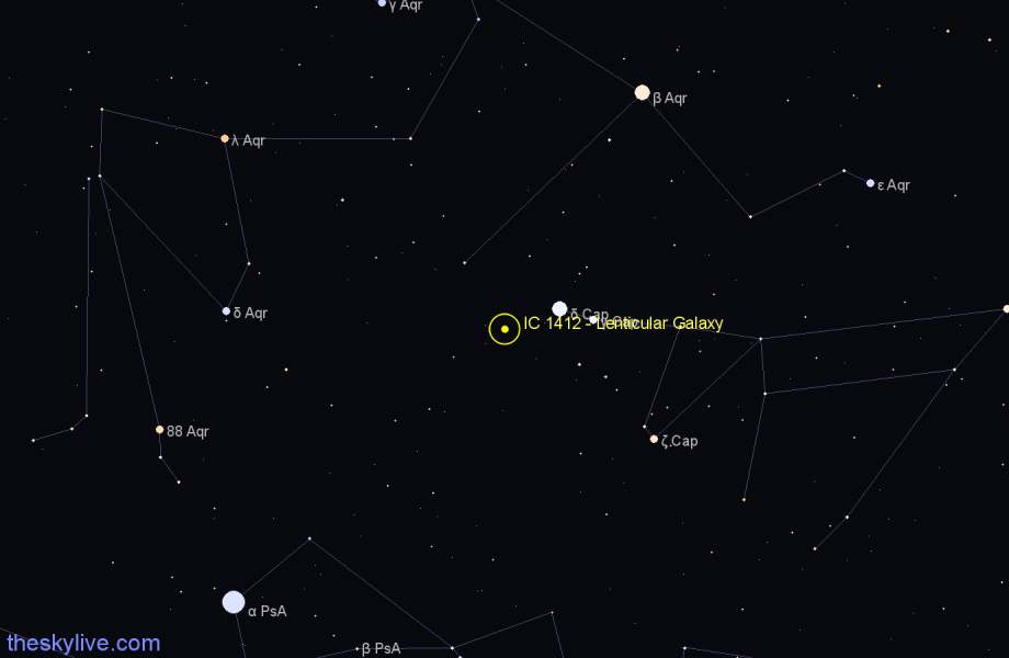 Finder chart IC 1412 - Lenticular Galaxy in Aquarius star