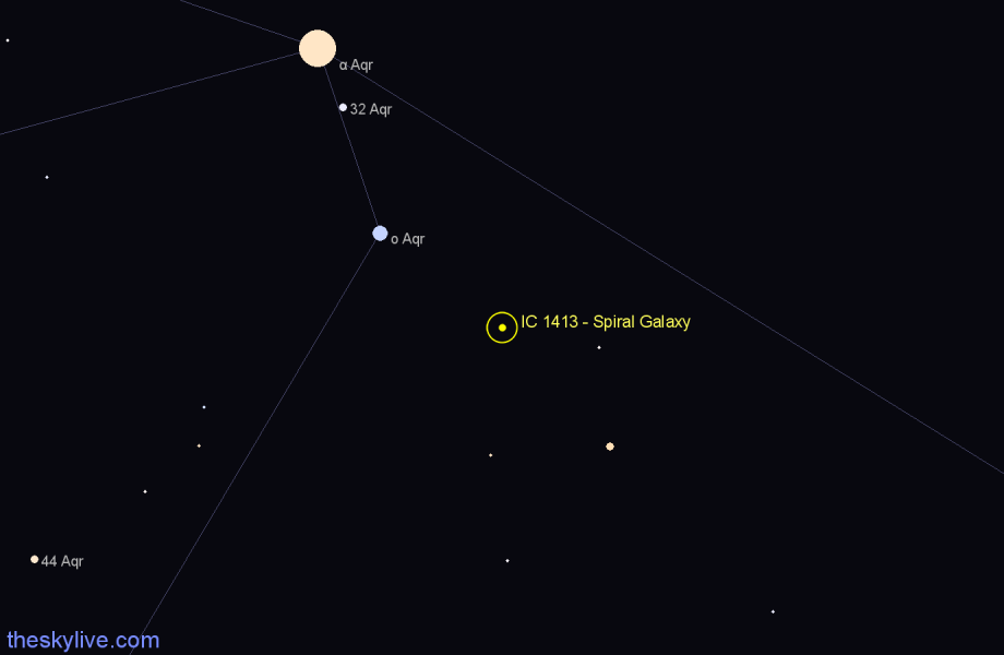 Finder chart IC 1413 - Spiral Galaxy in Aquarius star