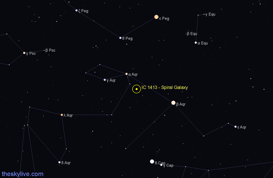 Finder chart IC 1413 - Spiral Galaxy in Aquarius star