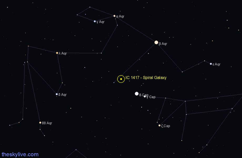 Finder chart IC 1417 - Spiral Galaxy in Aquarius star