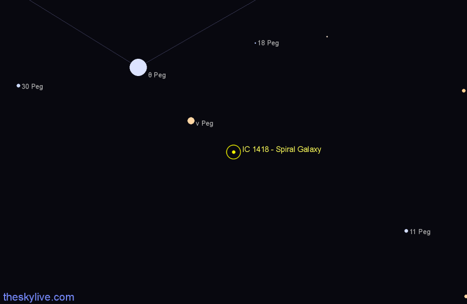 Finder chart IC 1418 - Spiral Galaxy in Pegasus star