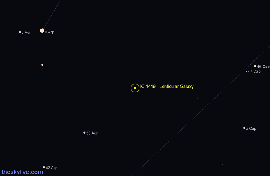 Finder chart IC 1419 - Lenticular Galaxy in Aquarius star