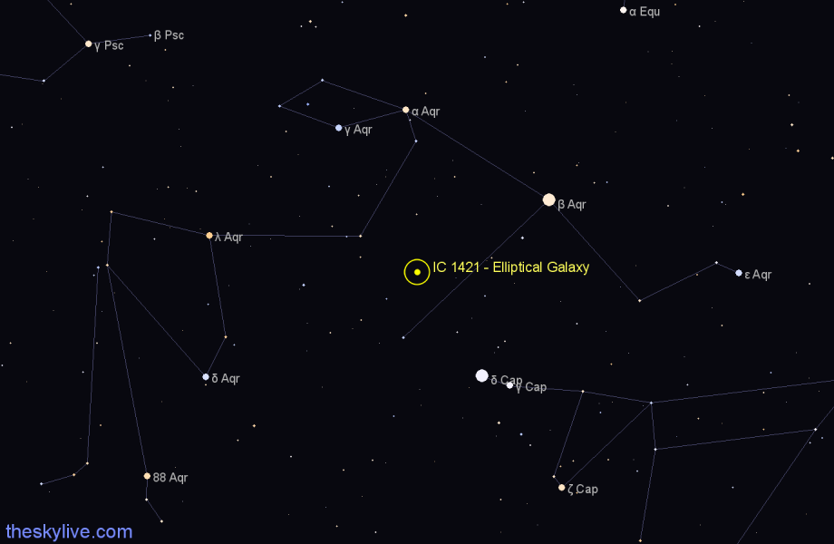Finder chart IC 1421 - Elliptical Galaxy in Aquarius star