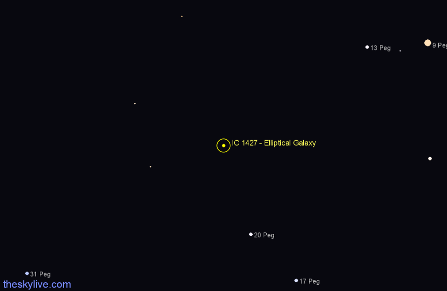 Finder chart IC 1427 - Elliptical Galaxy in Pegasus star
