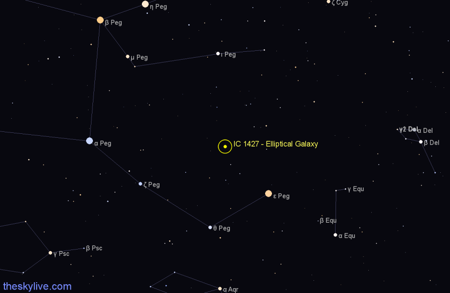 Finder chart IC 1427 - Elliptical Galaxy in Pegasus star