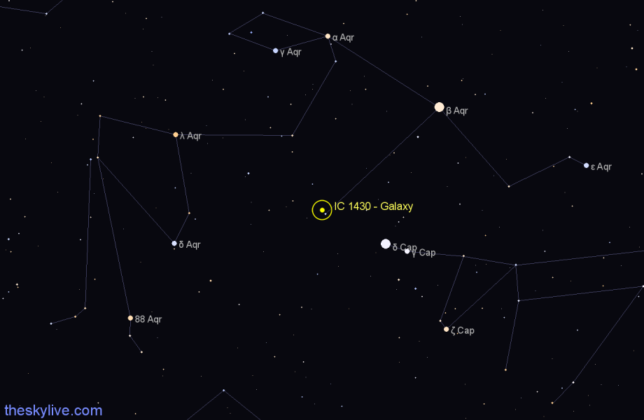 Finder chart IC 1430 - Galaxy in Aquarius star