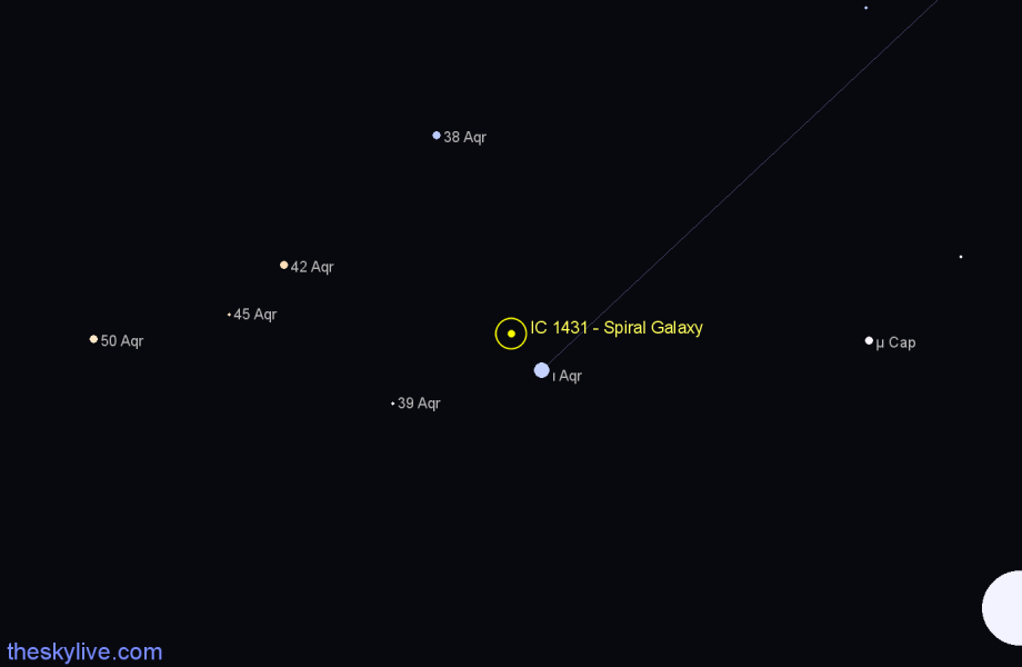 Finder chart IC 1431 - Spiral Galaxy in Aquarius star
