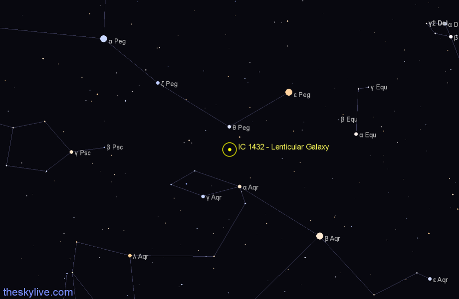 Finder chart IC 1432 - Lenticular Galaxy in Pegasus star