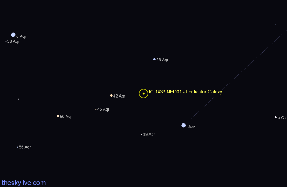 Finder chart IC 1433 NED01 - Lenticular Galaxy in Aquarius star