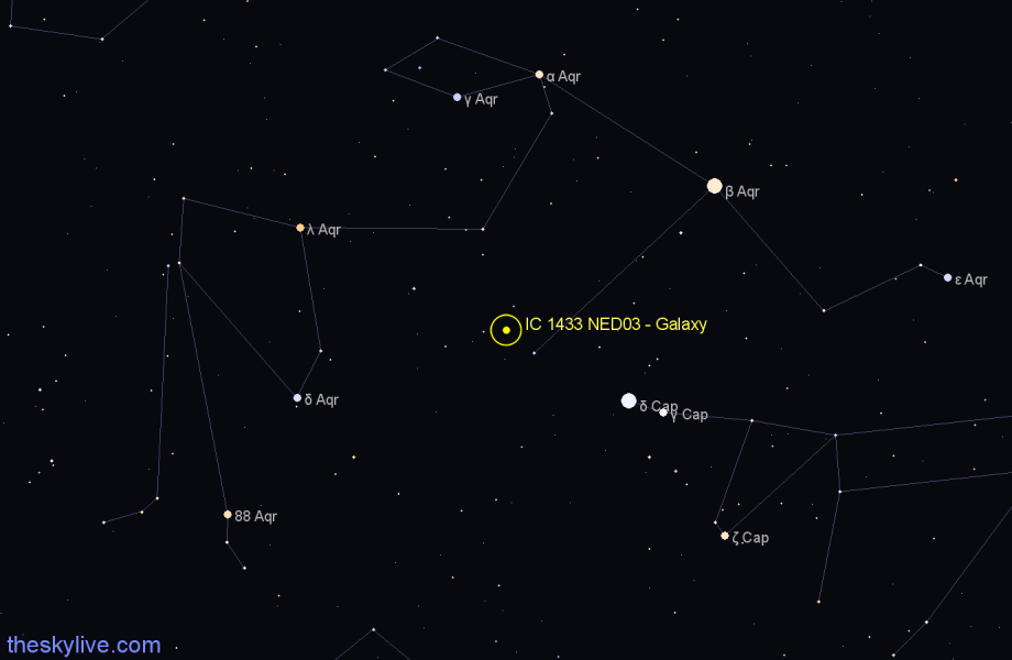 Finder chart IC 1433 NED03 - Galaxy in Aquarius star
