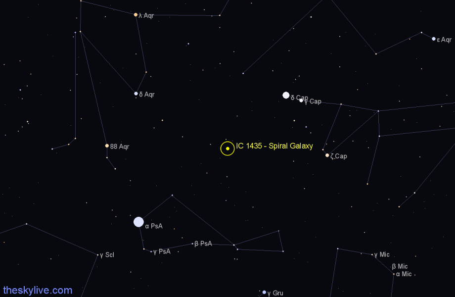 Finder chart IC 1435 - Spiral Galaxy in Aquarius star