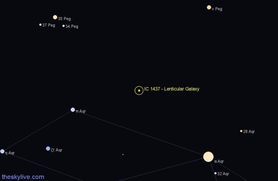 Finder chart IC 1437 - Lenticular Galaxy in Aquarius star
