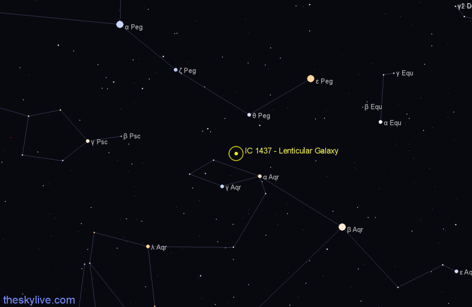 Finder chart IC 1437 - Lenticular Galaxy in Aquarius star