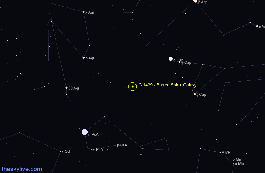 Finder chart IC 1439 - Barred Spiral Galaxy in Aquarius star