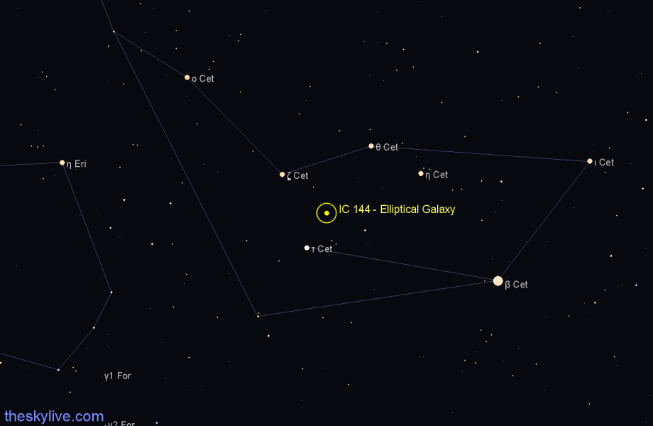 Finder chart IC 144 - Elliptical Galaxy in Cetus star