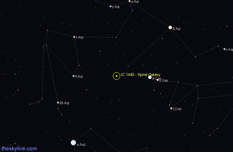 Finder chart IC 1440 - Spiral Galaxy in Aquarius star
