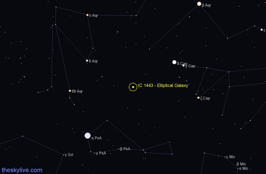 Finder chart IC 1443 - Elliptical Galaxy in Aquarius star