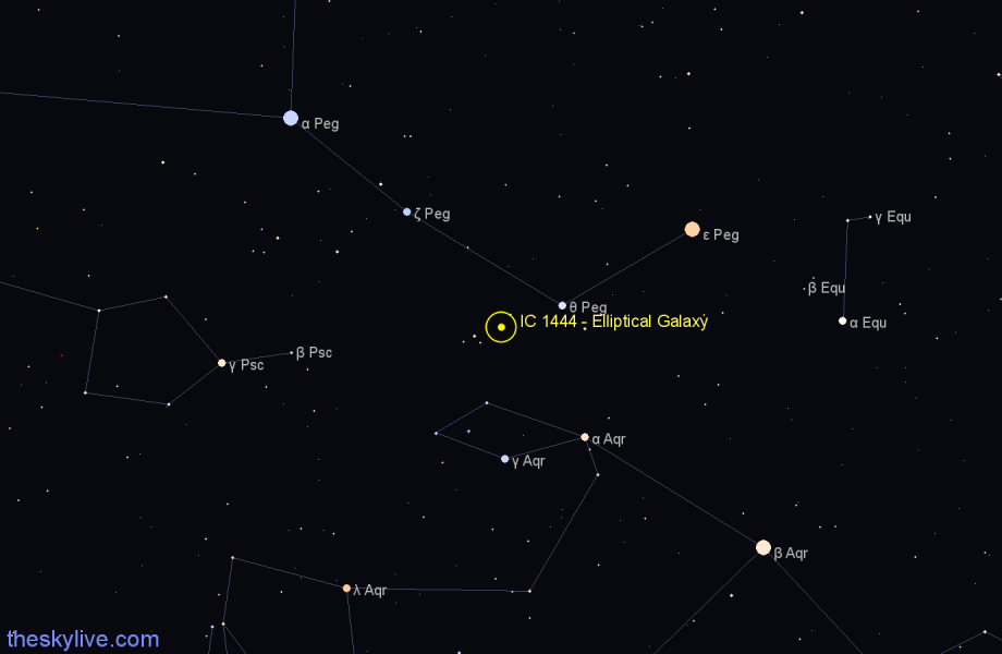 Finder chart IC 1444 - Elliptical Galaxy in Pegasus star