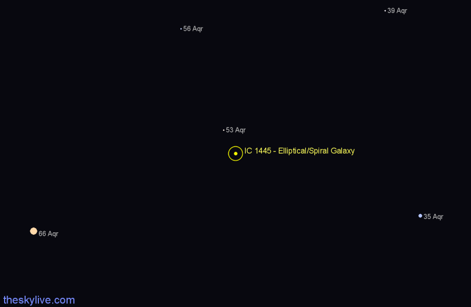 Finder chart IC 1445 - Elliptical/Spiral Galaxy in Aquarius star