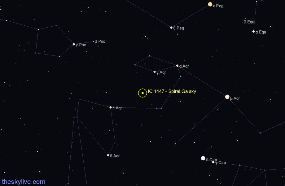 Finder chart IC 1447 - Spiral Galaxy in Aquarius star