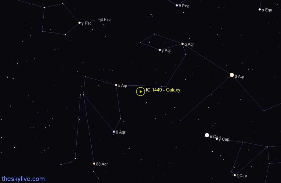 Finder chart IC 1449 - Galaxy in Aquarius star
