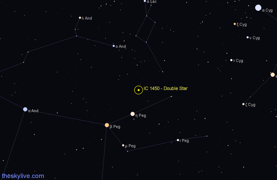 Finder chart IC 1450 - Double Star in Pegasus star