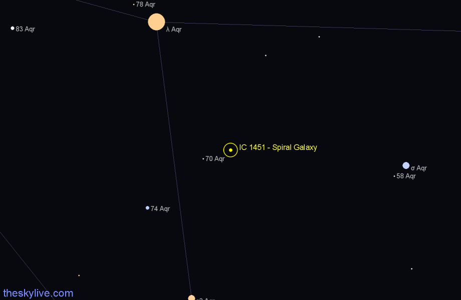 Finder chart IC 1451 - Spiral Galaxy in Aquarius star