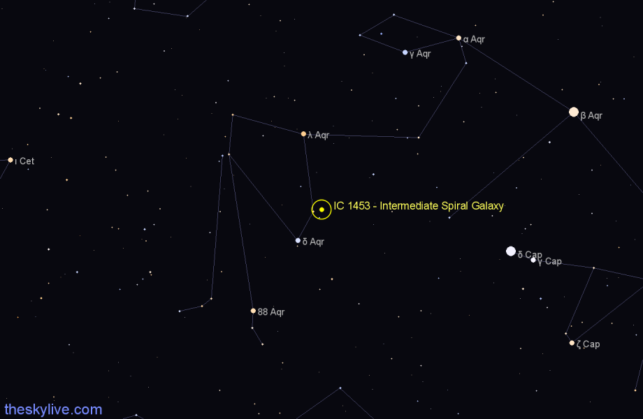 Finder chart IC 1453 - Intermediate Spiral Galaxy in Aquarius star