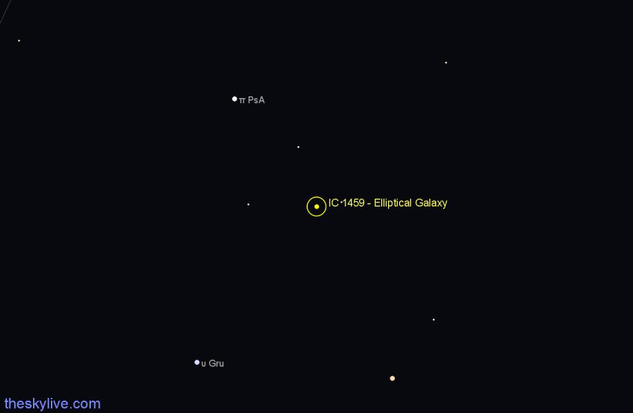 Finder chart IC 1459 - Elliptical Galaxy in Grus star