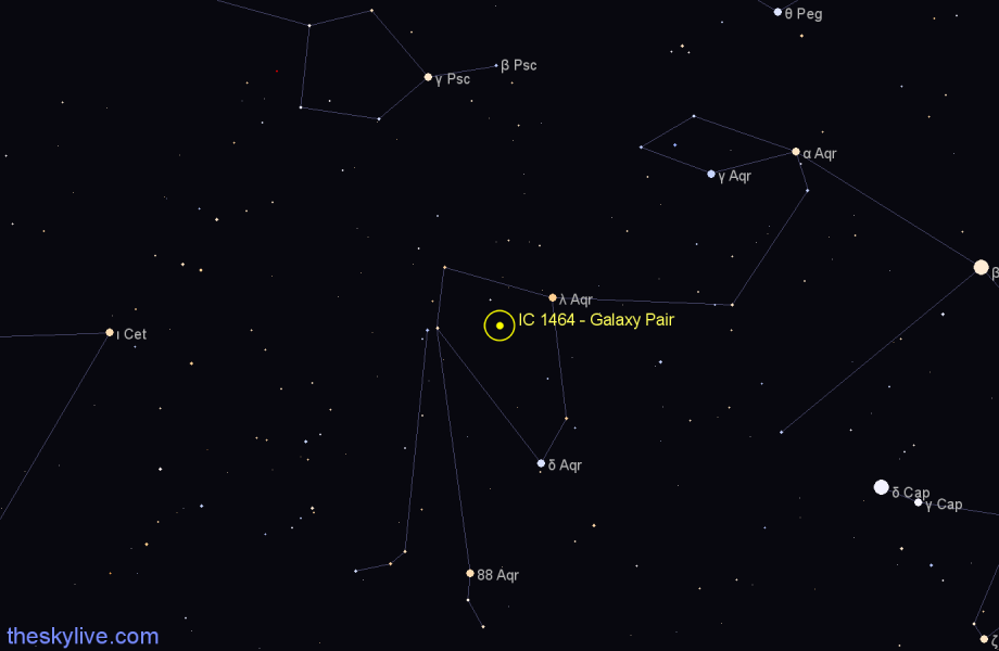 Finder chart IC 1464 - Galaxy Pair in Aquarius star